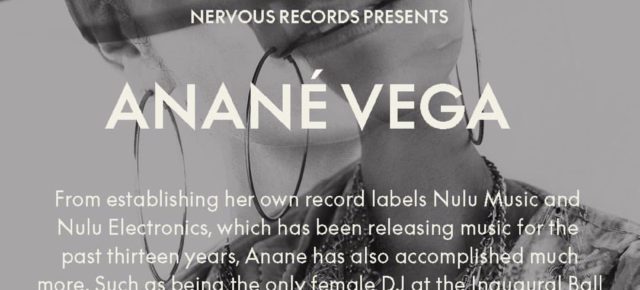 October 20 Anané at W Lounge Amsterdam by Nervous Records "What She Said"