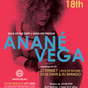 NOVEMBER 18 ANANÉ at CLUB MOUSAI (Philadelphia, PA)